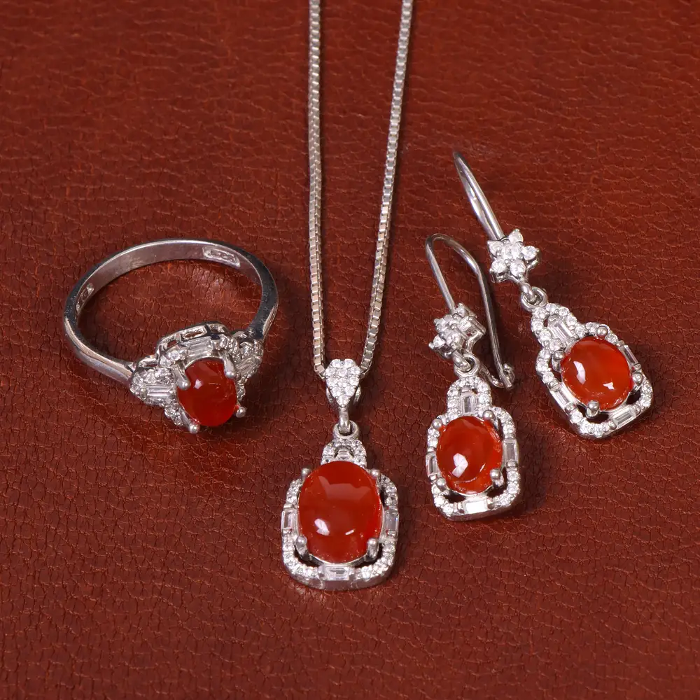 نیم ست عقیق زنانه کد 31419