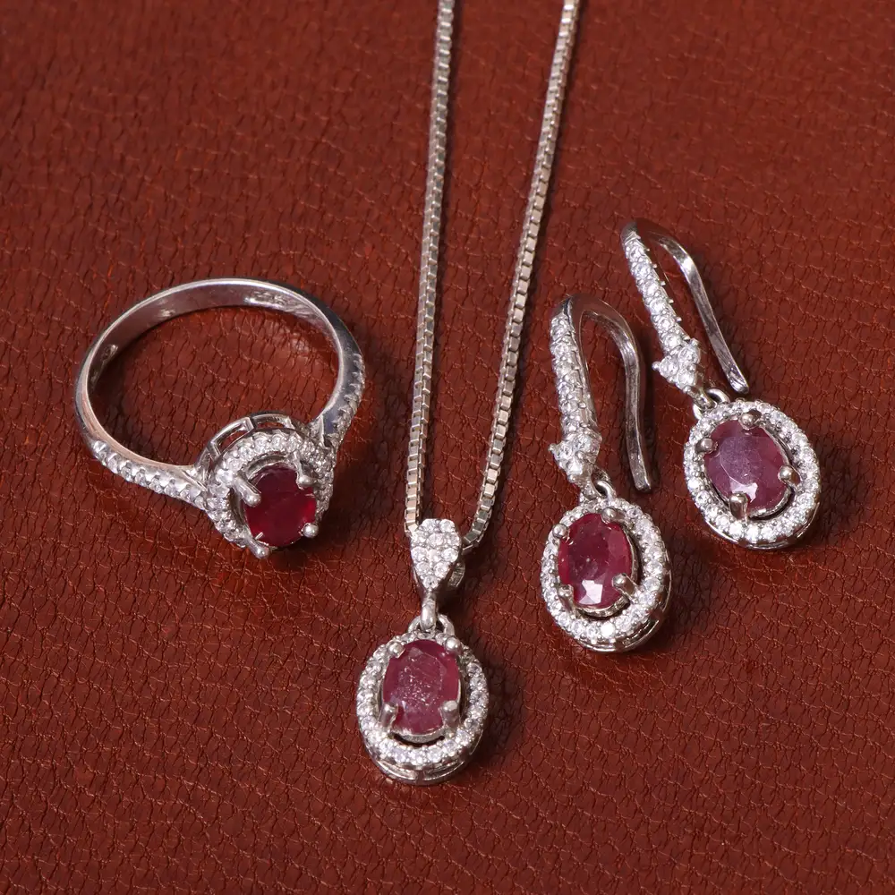 نیم ست یاقوت سرخ زنانه کد 31427