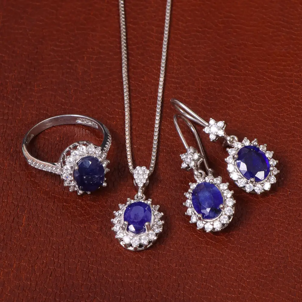 نیم ست یاقوت کبود زنانه کد 31435