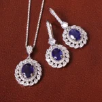 نیم ست یاقوت کبود زنانه کد 31436