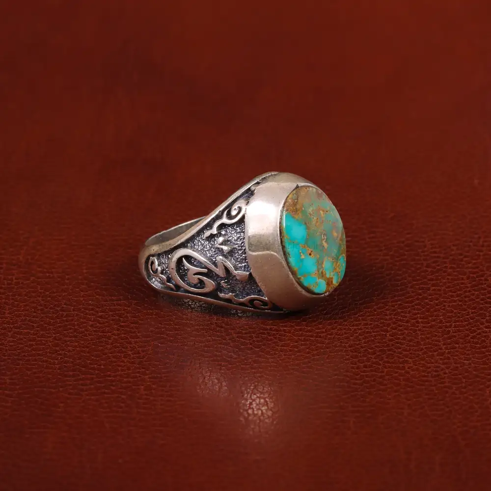 انگشتر فیروزه شجری مردانه کد 31457