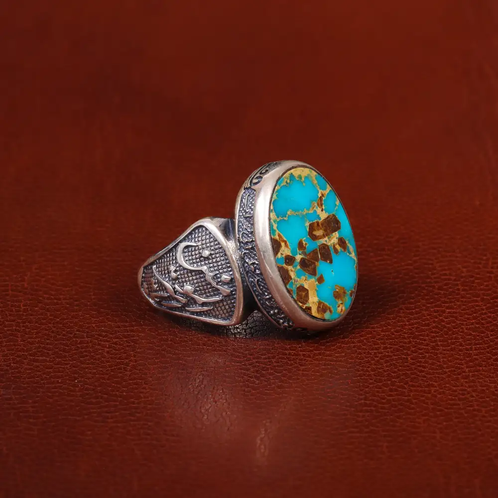 انگشتر فیروزه شجری مردانه کد 31462