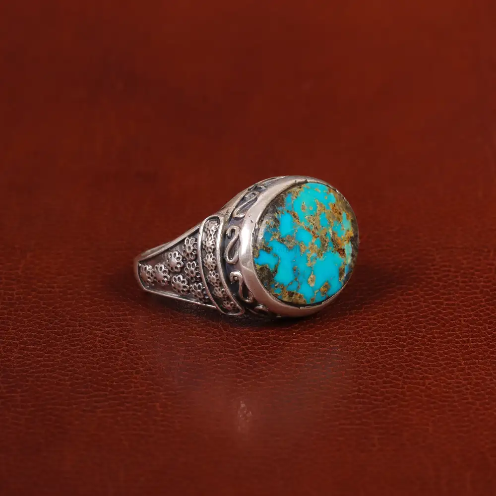 انگشتر فیروزه شجری مردانه کد 31483