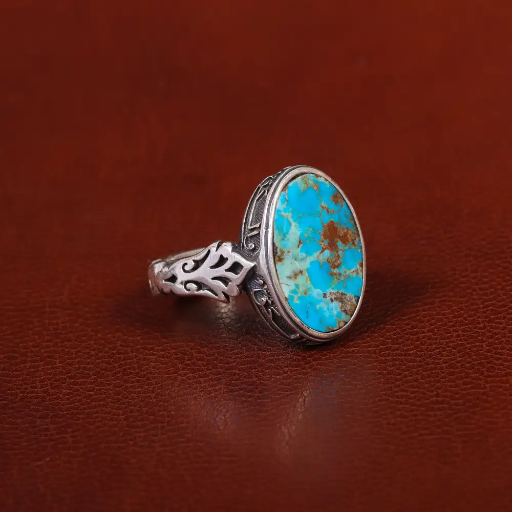 انگشتر فیروزه شجری مردانه کد 31488