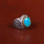 انگشتر فیروزه شجری مردانه کد 31489