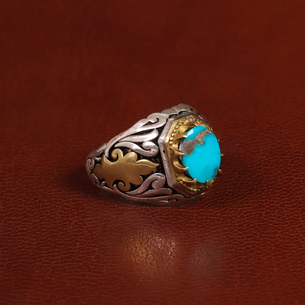 انگشتر فیروزه شجری مردانه کد 31507