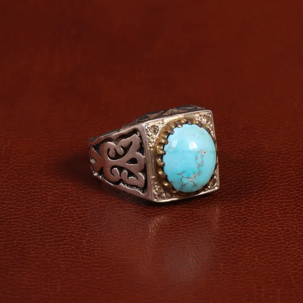 انگشتر فیروزه شجری مردانه کد 31530