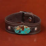 دستبند چرم فیروزه مردانه کد 31576