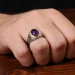 انگشتر آمیتیست مردانه کد 31296