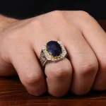 انگشتر یاقوت کبود مردانه کد 31298