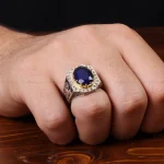 انگشتر یاقوت کبود مردانه کد 31299