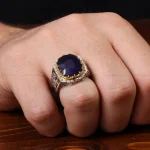 انگشتر یاقوت کبود مردانه کد 31300