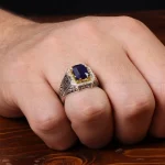 انگشتر یاقوت کبود مردانه کد 31301