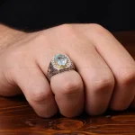 انگشتر آکوامارین مردانه کد 31302