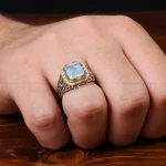 انگشتر آکوامارین مردانه کد 31304