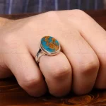 انگشتر فیروزه شجری مردانه کد 31447