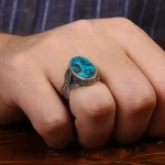 انگشتر فیروزه شجری مردانه کد 31458
