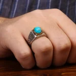 انگشتر فیروزه شجری مردانه کد 31487