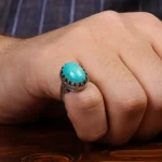 انگشتر فیروزه عجمی مردانه کد 31490