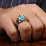 انگشتر فیروزه عجمی مردانه کد 31494