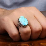 انگشتر فیروزه شجری مردانه کد 31496