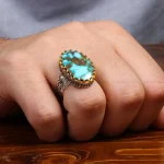 انگشتر فیروزه شجری مردانه کد 31497
