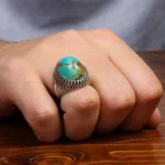 انگشتر فیروزه شجری مردانه کد 31498