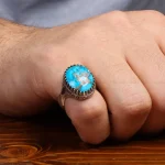 انگشتر فیروزه شجری مردانه کد 31506