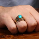 انگشتر فیروزه شجری مردانه کد 31507