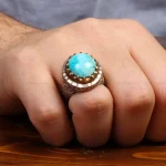 انگشتر فیروزه شجری مردانه کد 31513