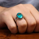 انگشتر فیروزه شجری مردانه کد 31539