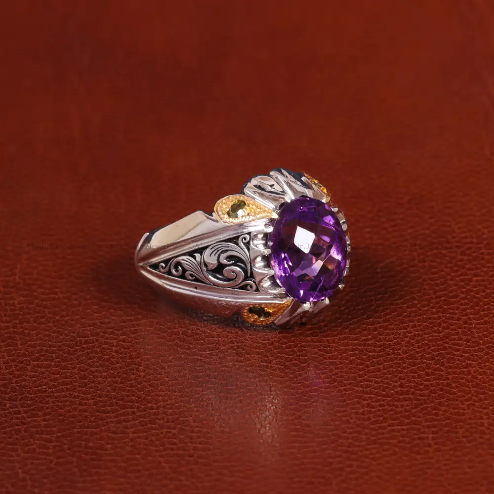 انگشتر آمیتیست مردانه کد 31712