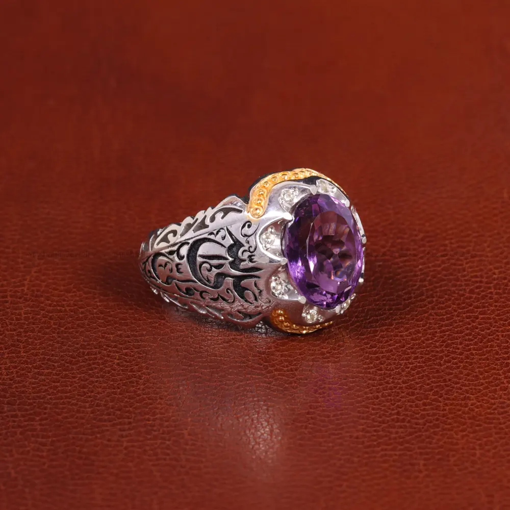 انگشتر آمیتیست مردانه کد 31714