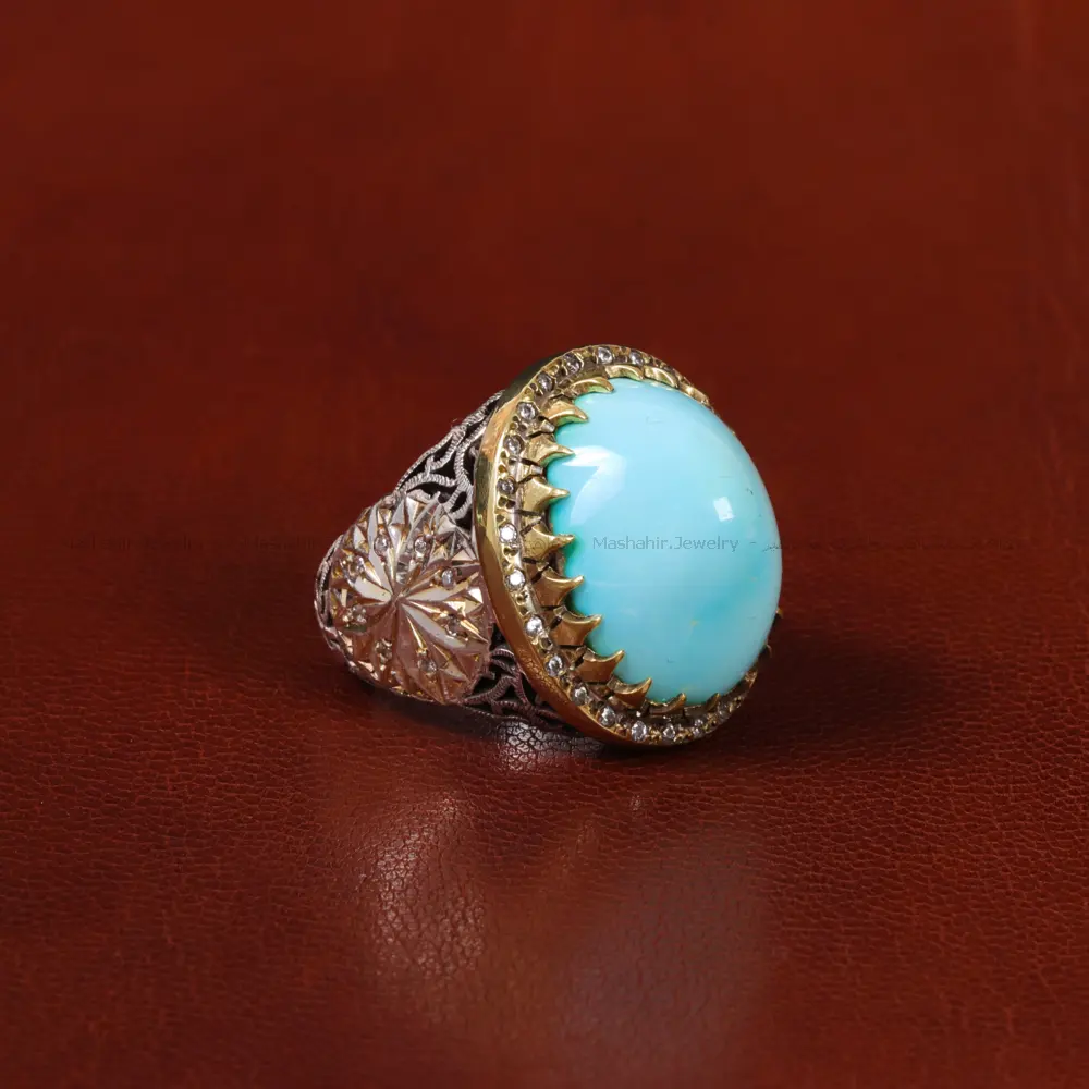 انگشتر فیروزه عجمی مردانه کد 31808