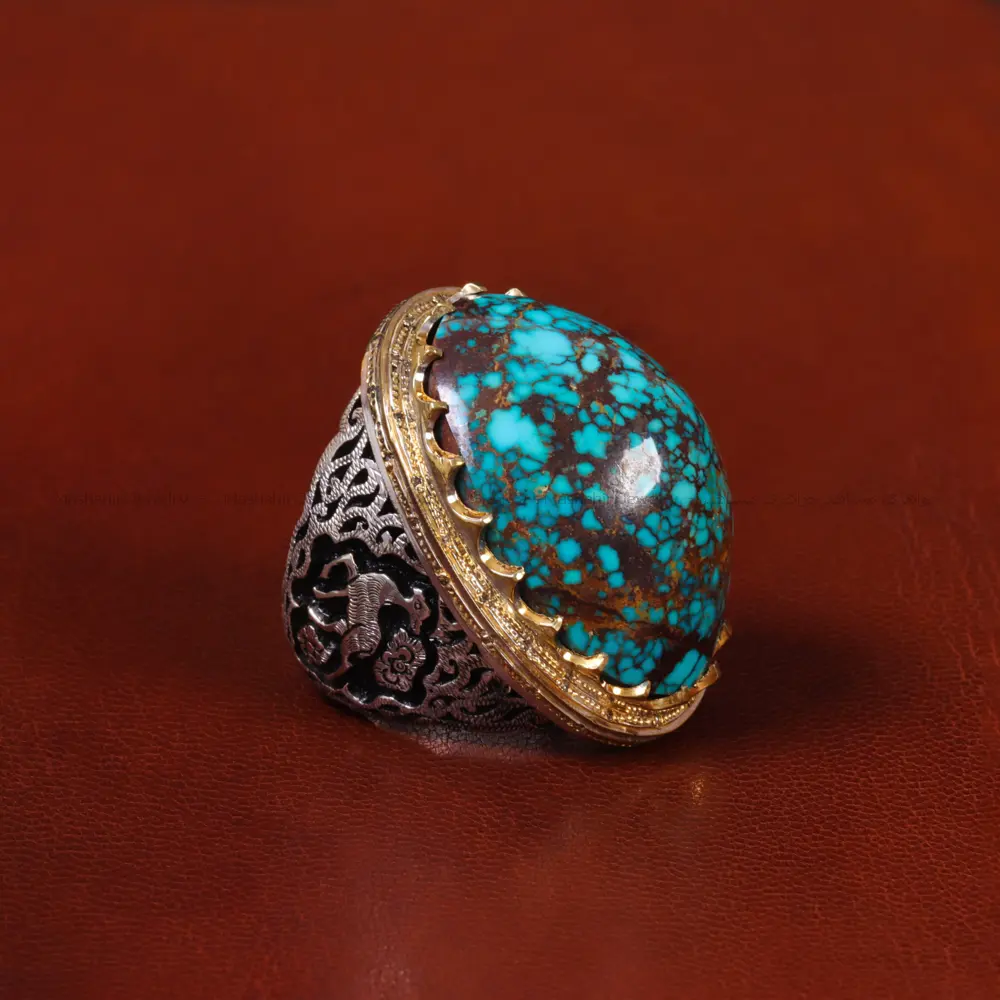 انگشتر فیروزه شجری مردانه کد 31813