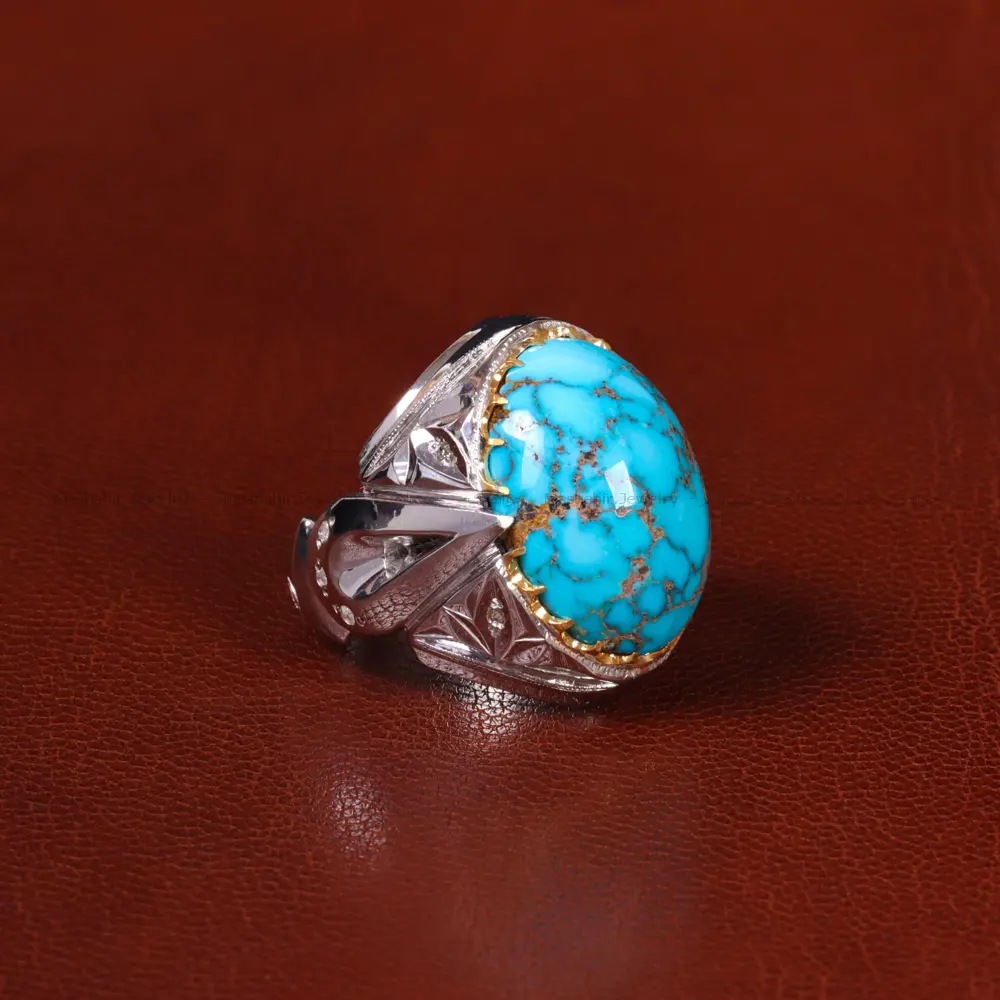 انگشتر فیروزه شجری مردانه کد 31937