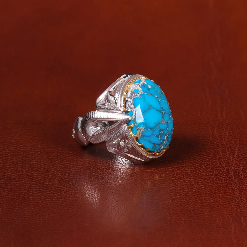انگشتر فیروزه شجری مردانه کد 31938