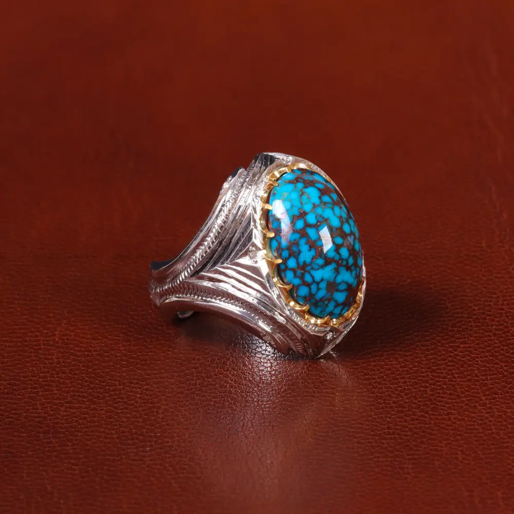 انگشتر فیروزه شجری مردانه کد 31940