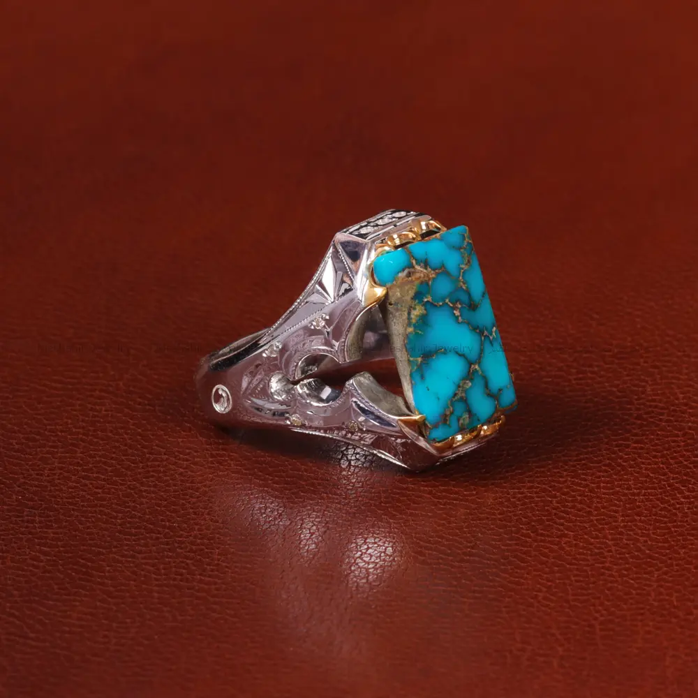 انگشتر فیروزه شجری مردانه کد 31941