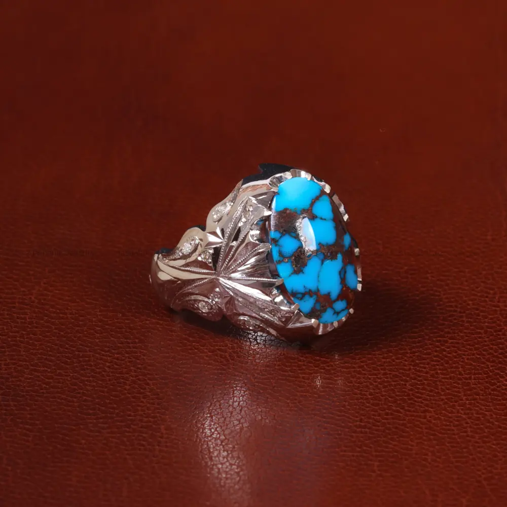 انگشتر فیروزه شجری مردانه کد 31942