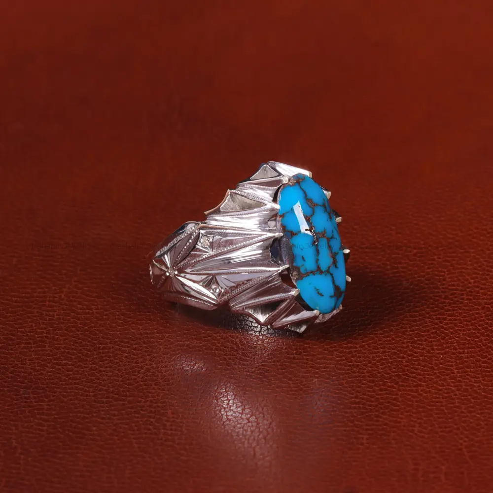 انگشتر فیروزه شجری مردانه کد 31945