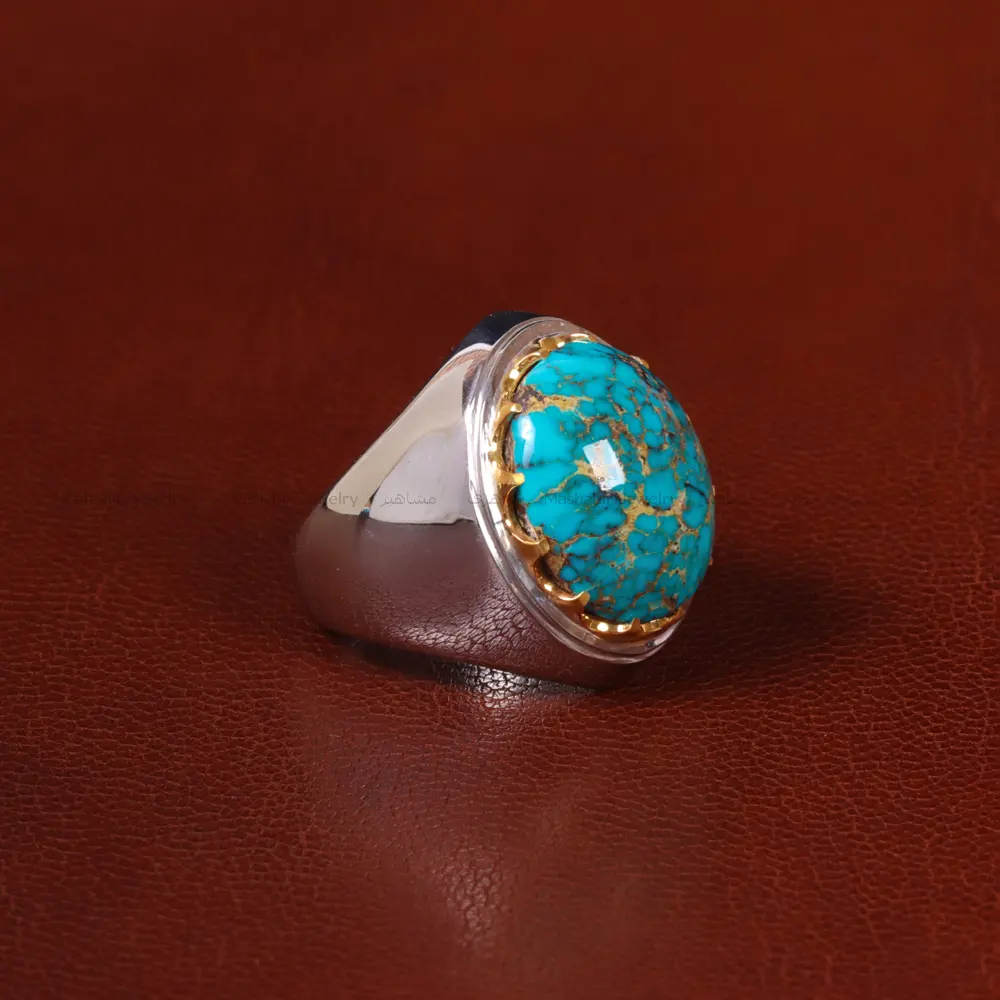 انگشتر فیروزه شجری مردانه کد 31947