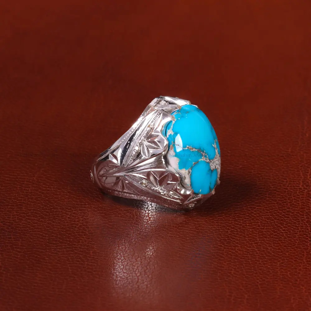 انگشتر فیروزه شجری مردانه کد 31948