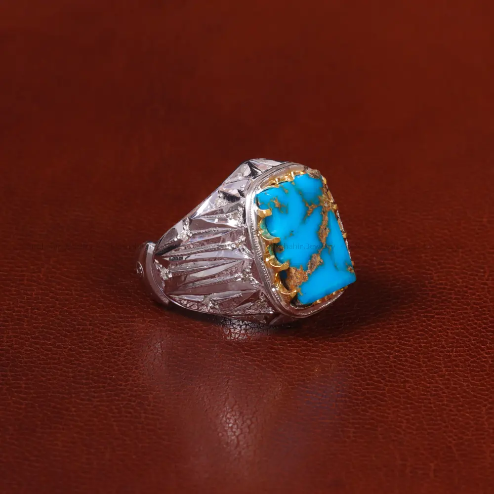 انگشتر فیروزه شجری مردانه کد 31951