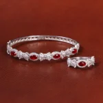 ست دستبند و انگشتر زنانه طرح یاقوت سرخ کد 31983