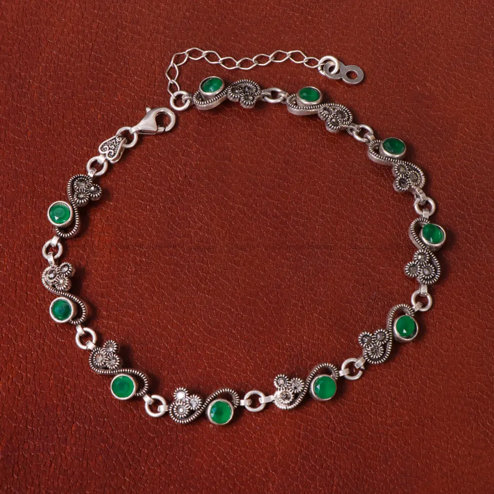 دستبند زمرد زنانه کد 31989