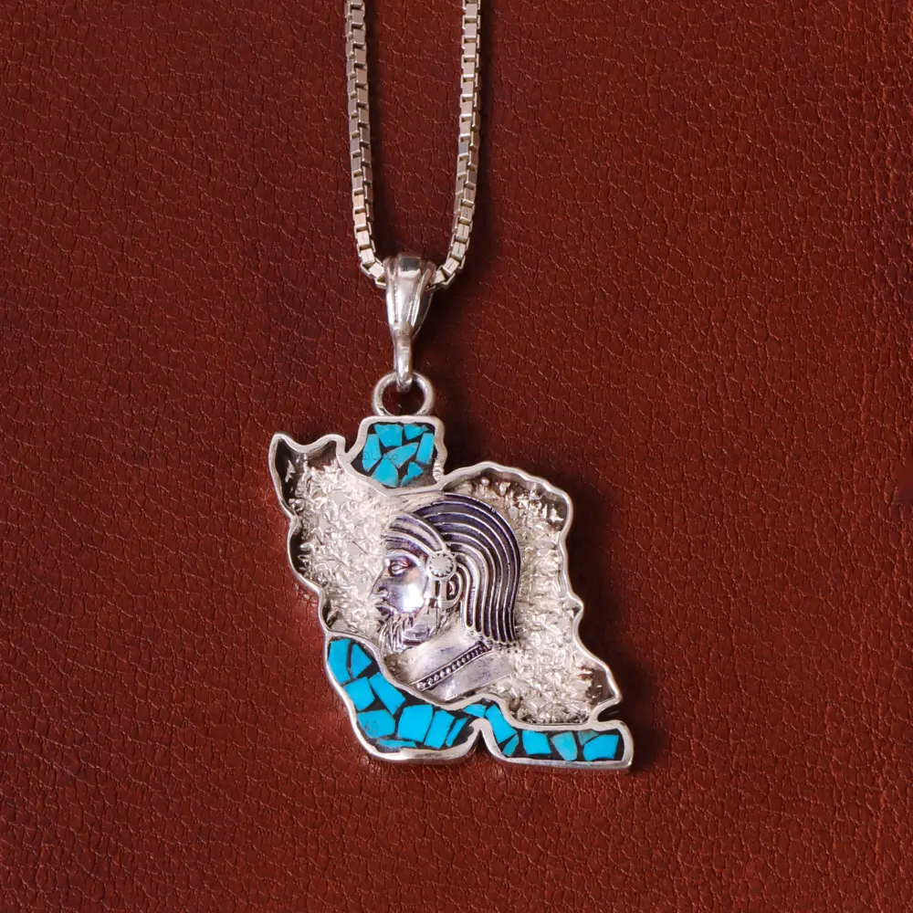 گردنبند فیروزه کوب طرح ایران کد 32191