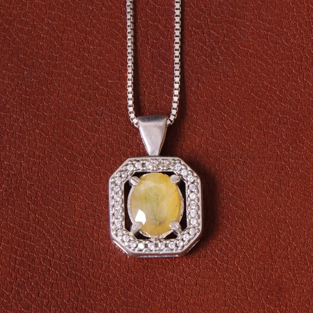 گردنبند یاقوت زرد زنانه کد 32197