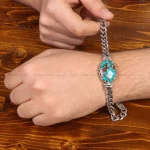 دستبند فیروزه مردانه کد 31752