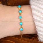 دستبند فیروزه زنانه کد 31758